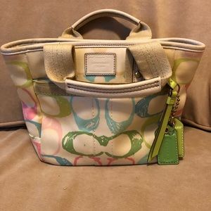 Coach “Signature Hampton Pastel Scribble” tote